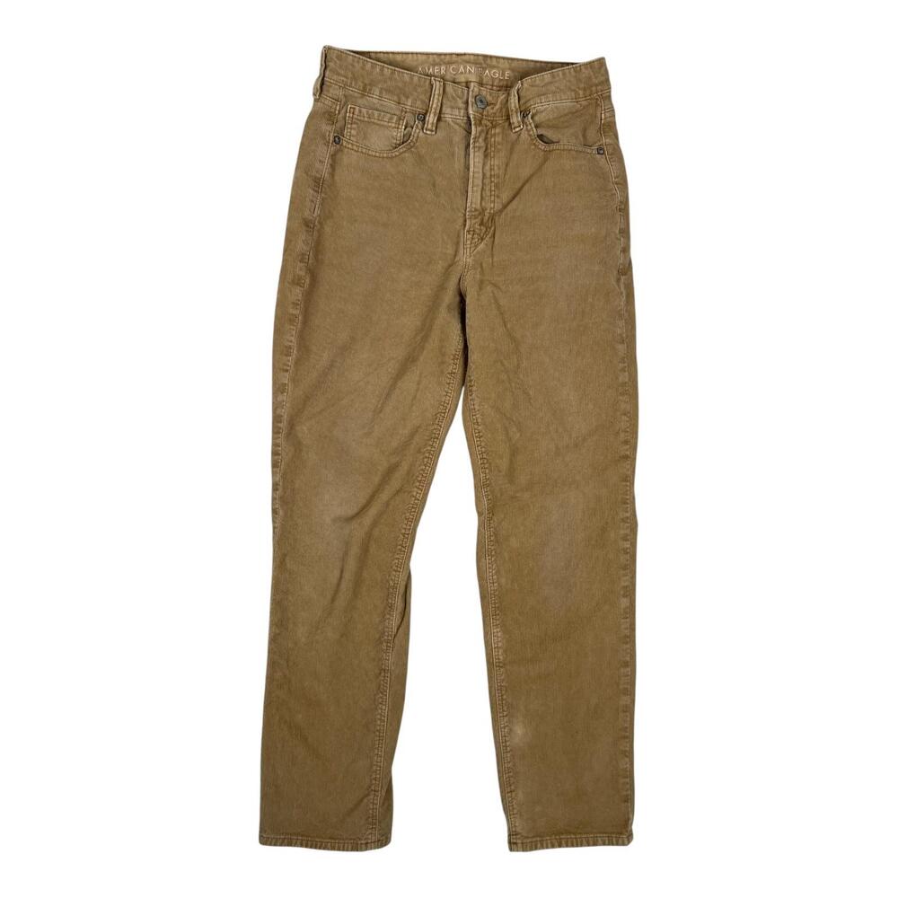 American Eagle Jeans Women's 8 Long Brown Mom Straight Stretch Corduroy Pants